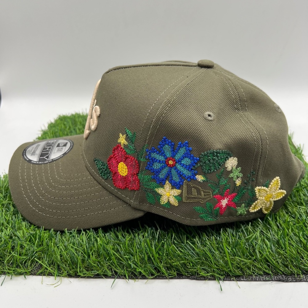 New‎ Era Oakland Athletics Olive Green Tonal Floral 9Forty A Frame Snapback Hat - Picture 3 of 8